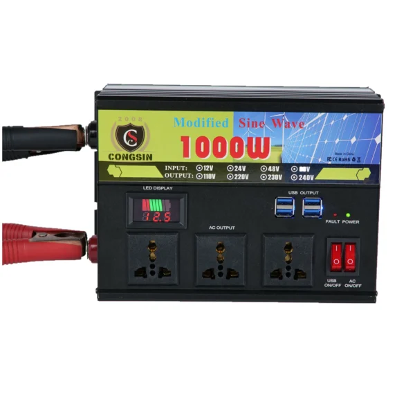 Industrial 1000W Modified Sine Wave Inverter – Congsin Unit with LED Display for Workshop Tools & Mobile Stations - Image 3