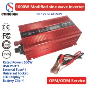 Reliable 1000W Modified Sine Wave Inverter – DC 12V to AC 110V with LED & Fuse Protection for Tools, Electronics & Backup | Congsin FieldEdge
