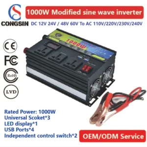 Industrial 1000W Modified Sine Wave Inverter – Congsin Unit with LED Display for Workshop Tools & Mobile Stations