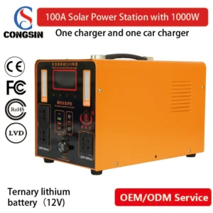 Congsin 1000W Off-Grid Power Station – Built-in 100A Lithium Battery & Pure Sine Wave Inverter with Smart Display for RV & Backup Needs