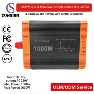 1000W Remote-Controlled Pure Sine Inverter – USB + Type-C Ports, Dual-Fan Cooling, Ideal for Cabins, Solar Kits & Mobile Power | Congsin EcoFlow