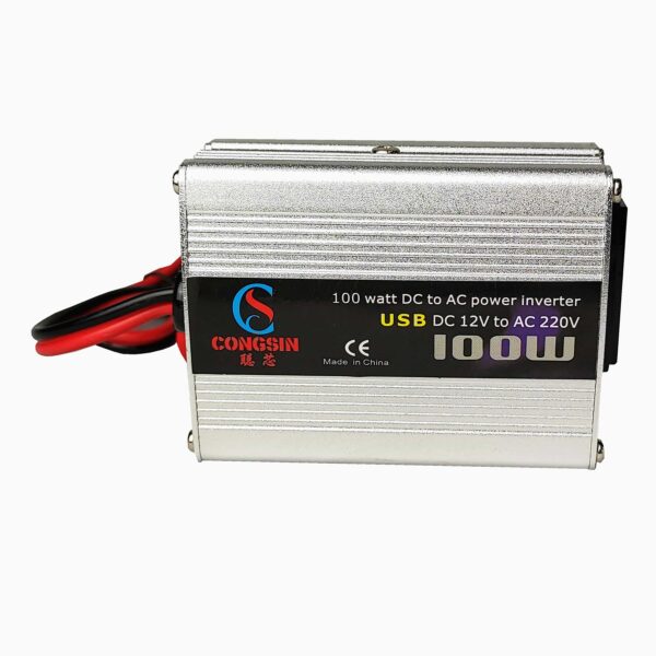 Low-Noise Silver Car Power Inverter – 100W DC 12V to AC 110V, Perfect for Daily Commutes and Compact Road Use | Congsin QuietLine - Image 3