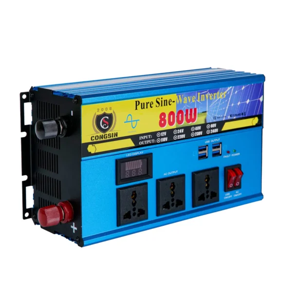 800W Pure Sine Inverter with Multi-Voltage Input (12V/24V/48V/60V) – Congsin 110V AC Output for Mobile Solar & Backup Use - Image 2