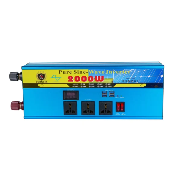 2000W Heavy-Duty Pure Sine Inverter – Congsin Multi-Voltage DC Input to 110V AC for Solar Backup & Mobile Workstations - Image 2