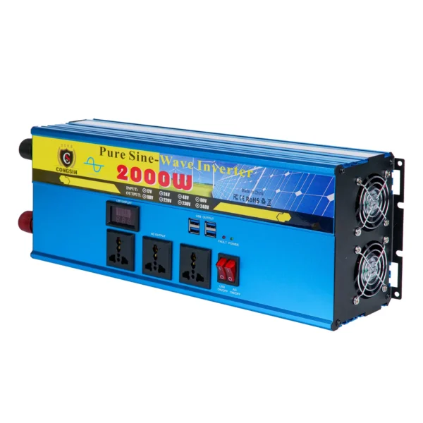 2000W Heavy-Duty Pure Sine Inverter – Congsin Multi-Voltage DC Input to 110V AC for Solar Backup & Mobile Workstations - Image 3