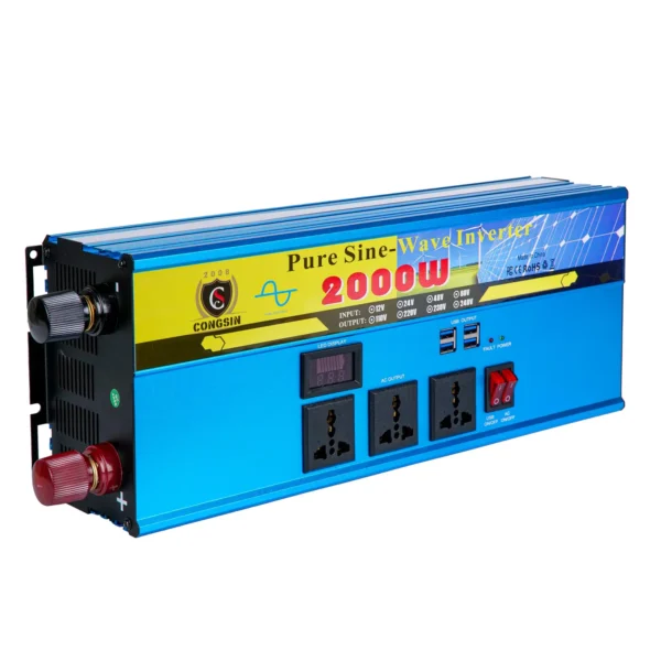 2000W Heavy-Duty Pure Sine Inverter – Congsin Multi-Voltage DC Input to 110V AC for Solar Backup & Mobile Workstations - Image 4