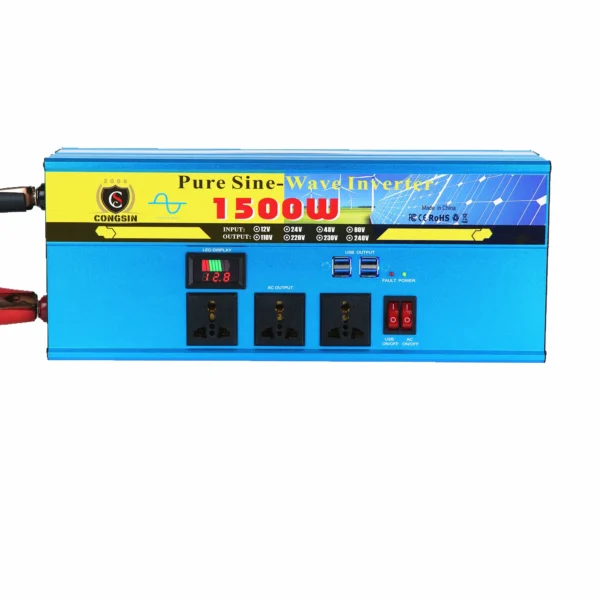 1500W Off-Grid Pure Sine Inverter by Congsin – 12V/24V/48V/60V DC to 110V AC for RVs, Backup Systems & Full-Power Solar Setups - Image 5