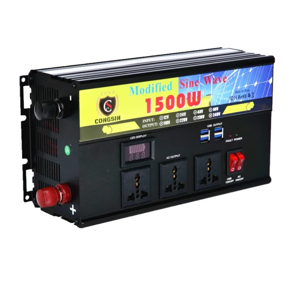 High-Performance 1500W Mobile DC Inverter – Rugged Build with LED Display for Construction Vehicles & Off-Grid Workbenches | Congsin ProVolt - Image 2