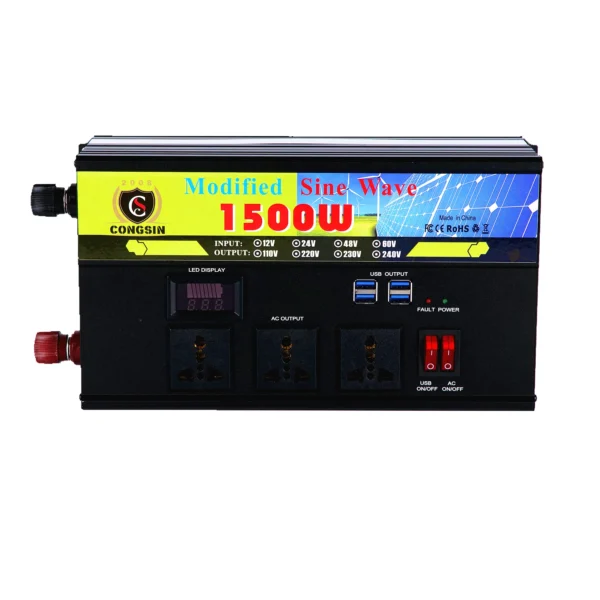 High-Performance 1500W Mobile DC Inverter – Rugged Build with LED Display for Construction Vehicles & Off-Grid Workbenches | Congsin ProVolt - Image 4