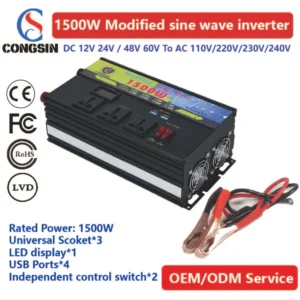High-Performance 1500W Mobile DC Inverter – Rugged Build with LED Display for Construction Vehicles & Off-Grid Workbenches | Congsin ProVolt