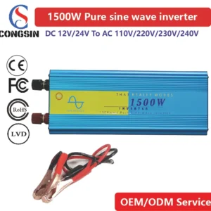 1500W Off-Grid Pure Sine Inverter by Congsin – 12V/24V/48V/60V DC to 110V AC for RVs, Backup Systems & Full-Power Solar Setups