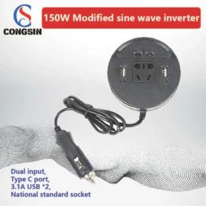 Stay Charged on the Move – 150W Ultra Compact Modified Sine Wave Inverter, 12V/24V DC to 110V AC for Vans & Vehicles | Congsin MobileEdge