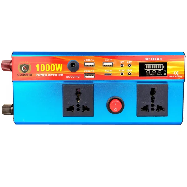 Stylish Blue 1000W Modified Sine Wave Inverter – LED Display, 3 USB Ports & Type-C for Mobile Digital Devices | Congsin BlueEdge - Image 2