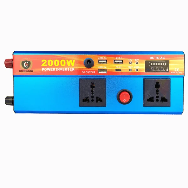 2000W Congsin Blue Inverter – LED Display, USB x3 & Type-C Fast Charging for Multi-Device Off-Grid Setups | Congsin HyperGrid - Image 2