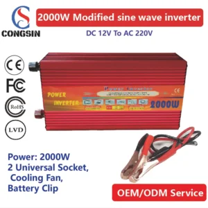 Heavy-Duty 2000W Red Housing Inverter – Congsin Modified Sine Wave Power for Home Backup, Solar Systems & Mobile Applications