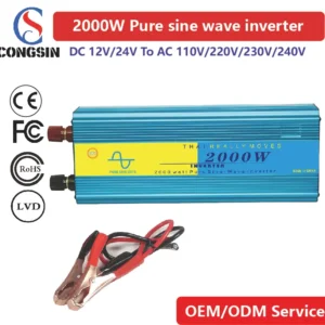 2000W Heavy-Duty Pure Sine Inverter – Congsin Multi-Voltage DC Input to 110V AC for Solar Backup & Mobile Workstations