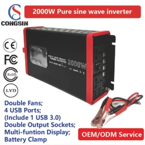 Clean Power from Congsin – 2000W Pure Sine Inverter with 110V AC Output for Sensitive Electronics, Off-Grid Backup & Mobile Workstations