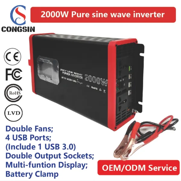 Clean Power from Congsin – 2000W Pure Sine Inverter with 110V AC Output for Sensitive Electronics, Off-Grid Backup & Mobile Workstations