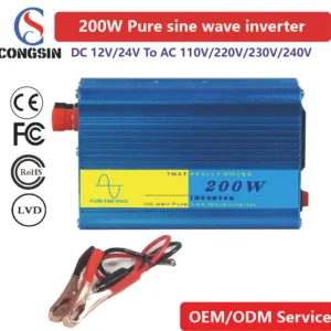 Beginner-Friendly 200W Pure Sine Wave Inverter – Congsin 12V DC Input to 110V AC for Off-Grid Cabins & Energy-Efficient Devices