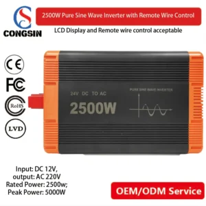 2500W Pure Sine Inverter with Remote Switch & Type-C Charging – Quiet Full-Power Output for Solar, RVs & Off-Grid Use | Congsin SilentPro