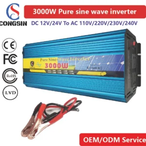 3000W Full-Power Pure Sine Inverter – Multi-Voltage DC to AC 110V for Field Work, Commercial Solar & Off-Grid Backup | Congsin
