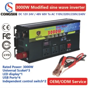 Industrial 3000W DC to AC Inverter – Congsin Modified Sine Wave Unit for Off-Grid Infrastructure, Mobile Workshops & Power Tools