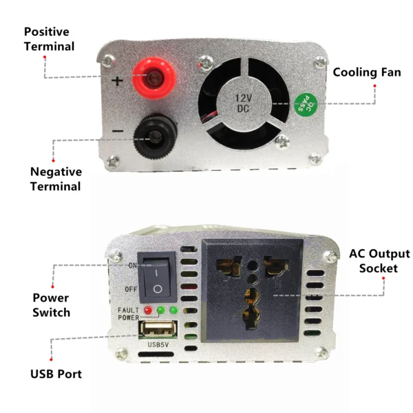 Portable Road Power Solution – 200W Silver DC 12V to AC 110V Car Inverter for Clean and Stable Output | Congsin DriveLine - Image 4