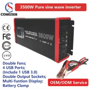 3500W Peak Pure Sine Inverter – LCD Display & Stable DC to AC 110V Output for High-Demand Appliances & Solar Backup | Congsin PowerDrive