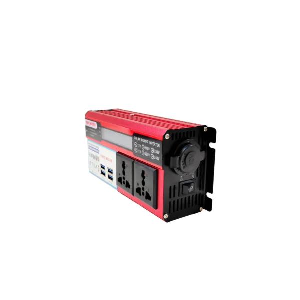 500W Red Modified Sine Wave Car Inverter – LCD Display + 4 USB Ports, 12V to AC 110V for Solar & Vehicle Device Charging | Congsin ChargeMaster - Image 5