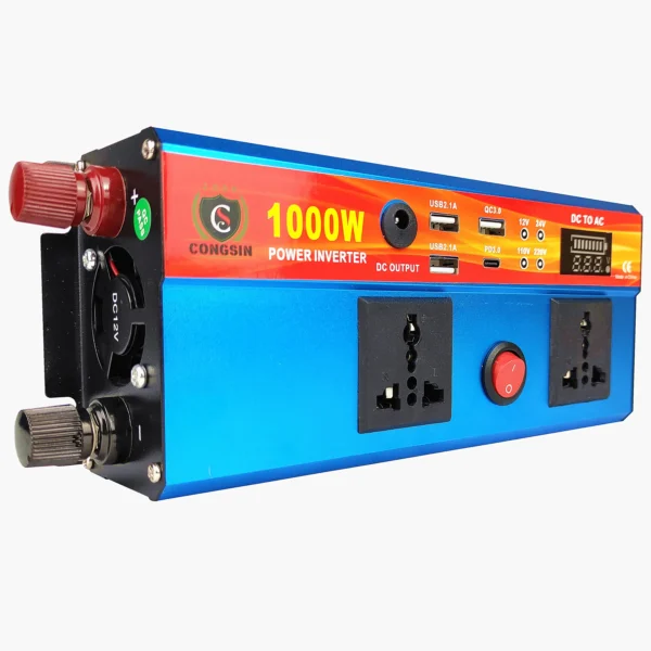 Stylish Blue 1000W Modified Sine Wave Inverter – LED Display, 3 USB Ports & Type-C for Mobile Digital Devices | Congsin BlueEdge - Image 3