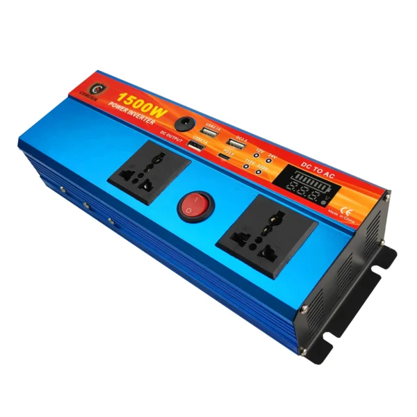1500W Blue Modified Sine Inverter with LED Screen & 4-Port USB Power – Ideal for Off-Grid Workstations | Congsin VoltStation - Image 4