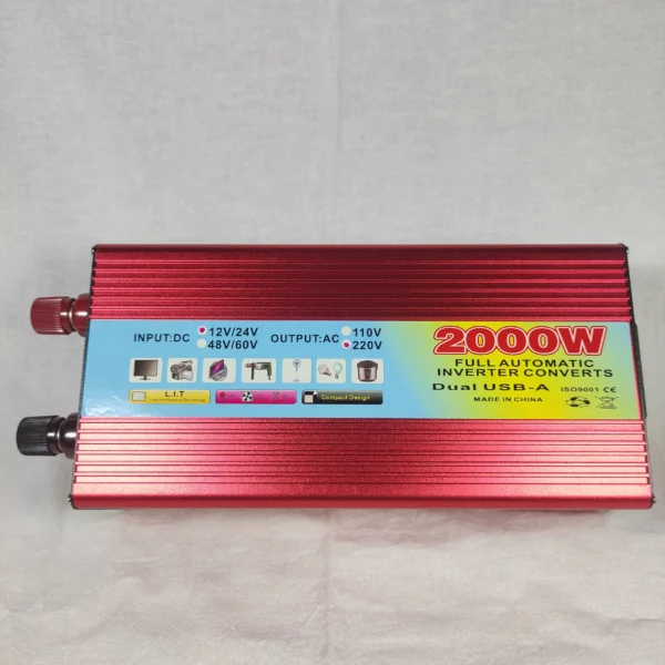 Congsin 2000W Dual Input DC to AC Inverter – 12V/24V/48V/60V Compatible, 950W Continuous Output for Tools & Backup Lighting - Image 2