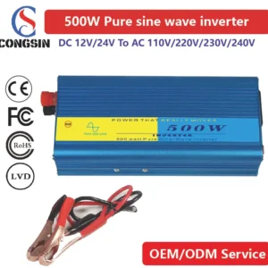 Congsin 500W Pure Sine Wave Inverter – 12V/24V/48V/60V DC to 110V AC with High Efficiency for Off-Grid Homes & OEM Solar Systems