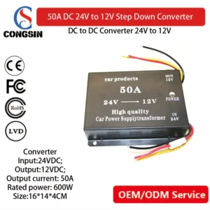 Stable 600W DC Buck Converter | 50A 24V to 12V Module for Automotive, Marine & Off-Grid Power Systems