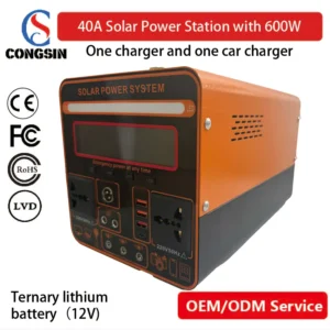 Congsin 600W Solar Generator – 40A Lithium Battery with Multi-Interface Output for Upgraded Off-Grid Travel & Remote Living