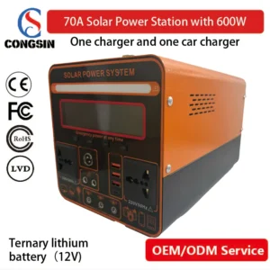 600W Portable Power Station by Congsin – 70A 12V Lithium Battery + Color Display & Pure Sine Wave for Camping, RV & Backup Power