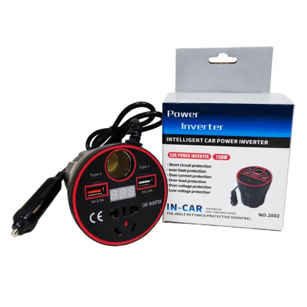 Smart Dual USB Car Power Inverter – 200W, Dual 12V/24V Input, LED Display & 110V Output for On-the-Go Charging | Congsin VoltMaster - Image 3