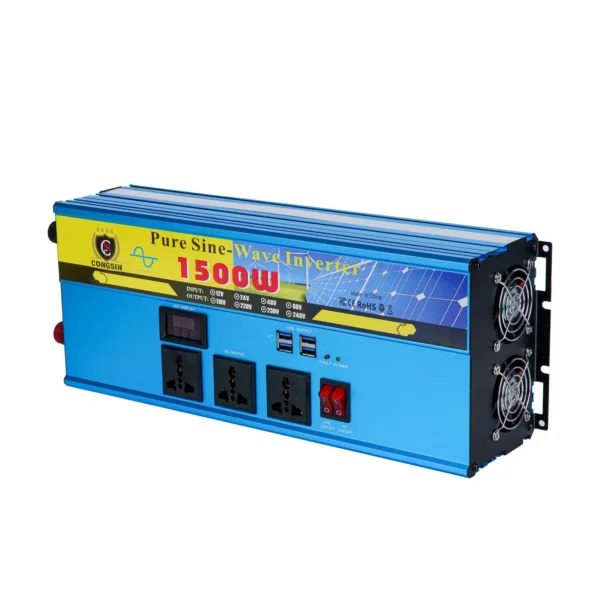 1500W Off-Grid Pure Sine Inverter by Congsin – 12V/24V/48V/60V DC to 110V AC for RVs, Backup Systems & Full-Power Solar Setups - Image 2