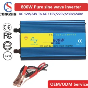 800W Pure Sine Inverter with Multi-Voltage Input (12V/24V/48V/60V) – Congsin 110V AC Output for Mobile Solar & Backup Use