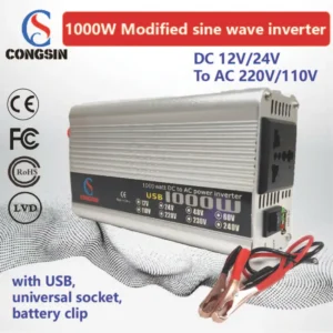 1000W Portable Modified Sine Wave Inverter – 12V/24V DC Input to AC 110V Output for Travel, Van Life & Off-Grid Power | Congsin NomadSeries