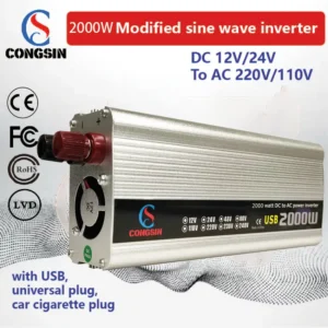 Quiet 2000W DC to AC Inverter for Cars & RVs – 12V/24V Input, Fuel-Free Power for Off-Grid Systems | Congsin EcoSilent