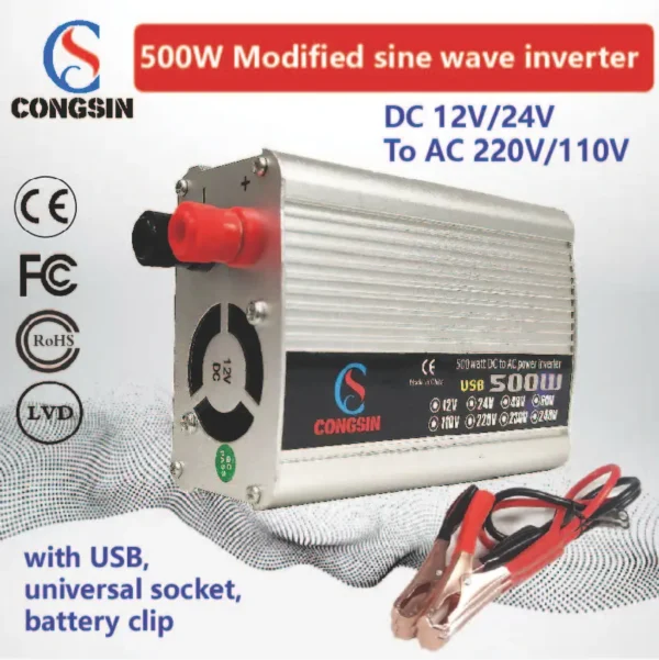 500W Multi-Voltage Car Power Inverter – 12V to 110V AC for Travel, Power Stations & Global Off-Grid Needs | Congsin WorldFlex
