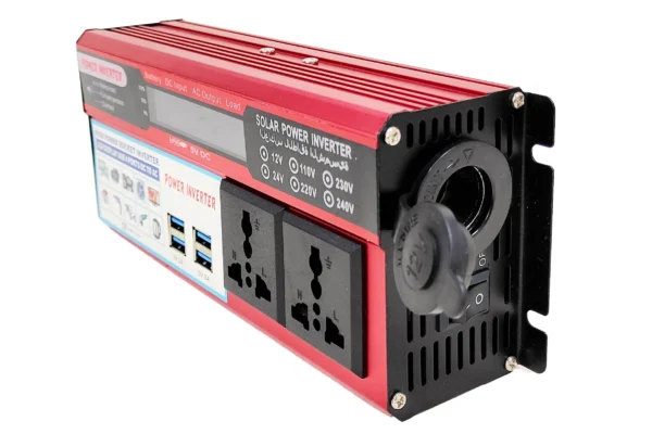 Creator’s Mobile Power Hub – 1500W Red Inverter with 4 USB Ports & LCD Screen, 12V to 110V AC | Congsin CreatorCharge - Image 4