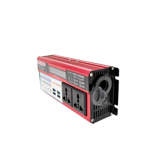Creator’s Mobile Power Hub – 1500W Red Inverter with 4 USB Ports & LCD Screen, 12V to 110V AC | Congsin CreatorCharge - Image 7