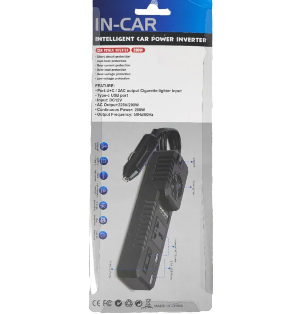 200W Road-Ready Car Power Inverter – Dual 12V/24V Input, Switch Controlled, Compact Design for On-the-Go AC 110V | Congsin SmartLine - Image 6