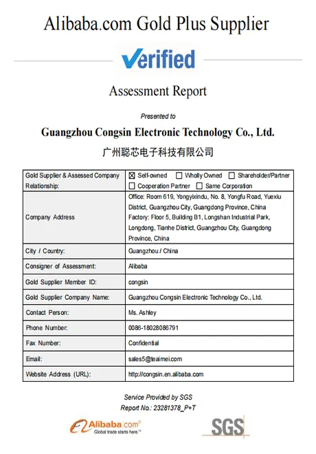Alibaba verified gold supplier report for Congsin – SGS assessment of inverter factory in Guangzhou, China
