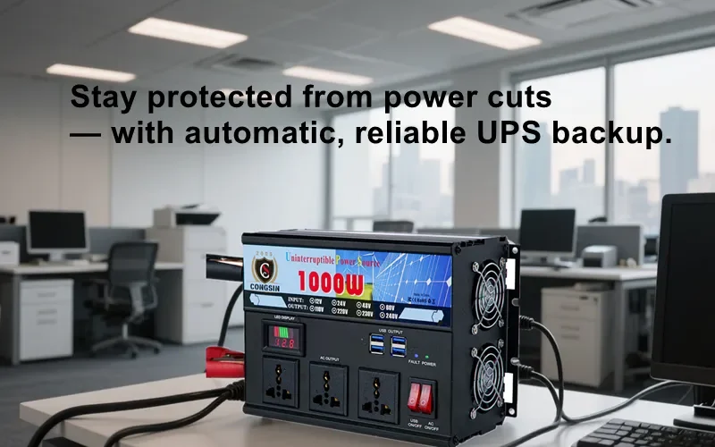 1000W UPS inverter for office backup powerautomatic UPS power backup system for desktopreliable inverter for power outage in business
